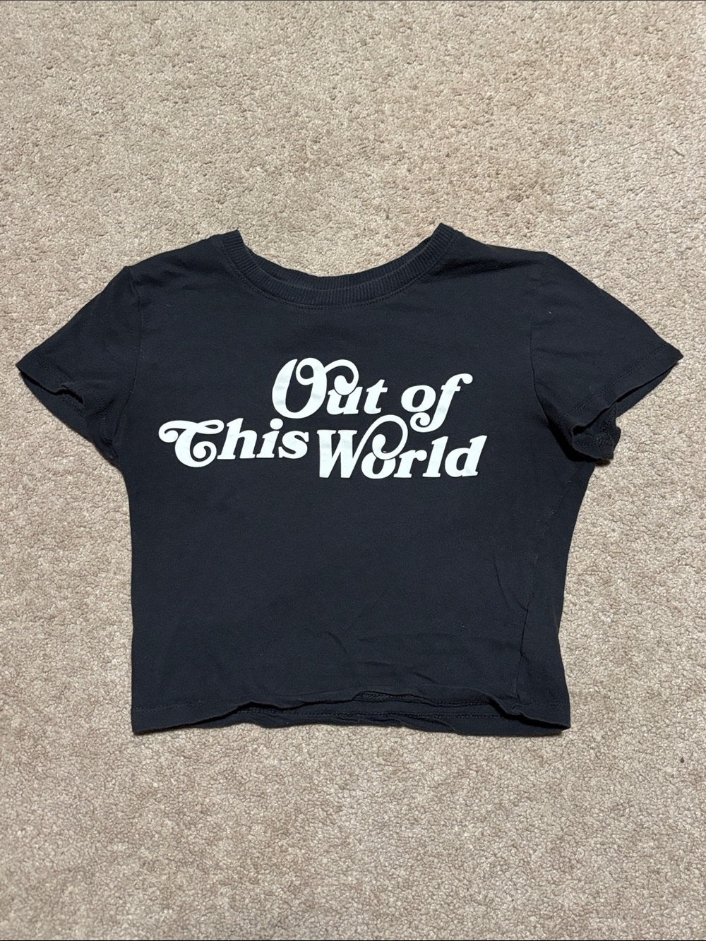 Out of This World Black Graphic Cropped Tee